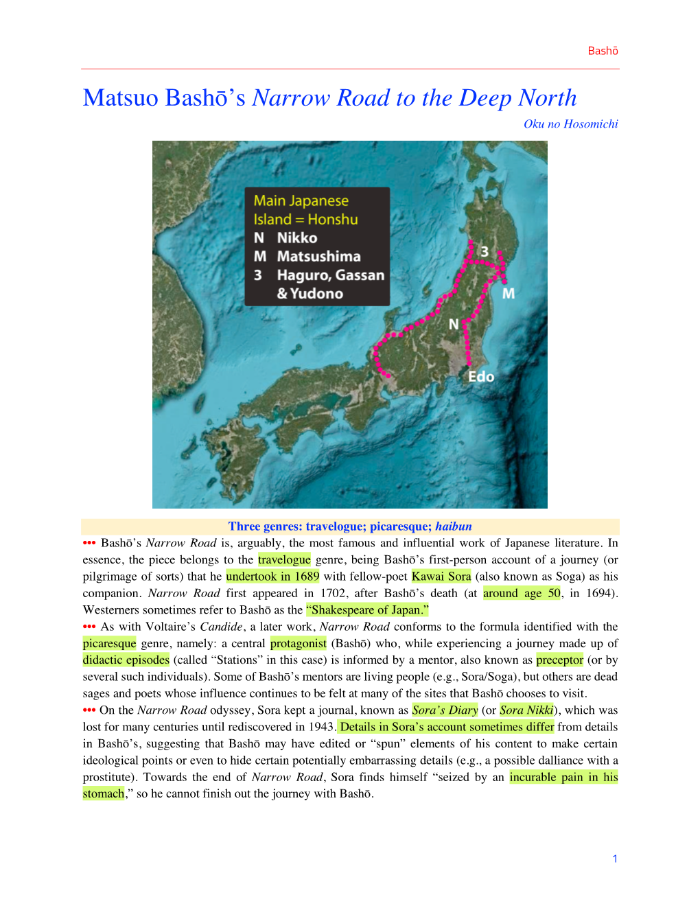 Matsuo Bashō's Narrow Road to the Deep North