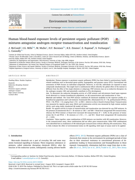 Human Blood-Based Exposure Levels of Persistent Organic Pollutant (POP) T Mixtures Antagonise Androgen Receptor Transactivation and Translocation J