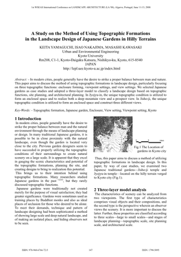 A Study on the Method of Using Topographic Formations in the Landscape Design of Japanese Gardens in Hilly Terrains