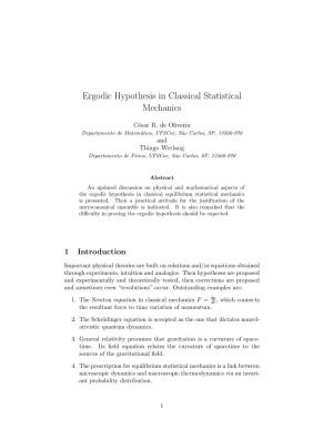 Ergodic Hypothesis in Classical Statistical Mechanics