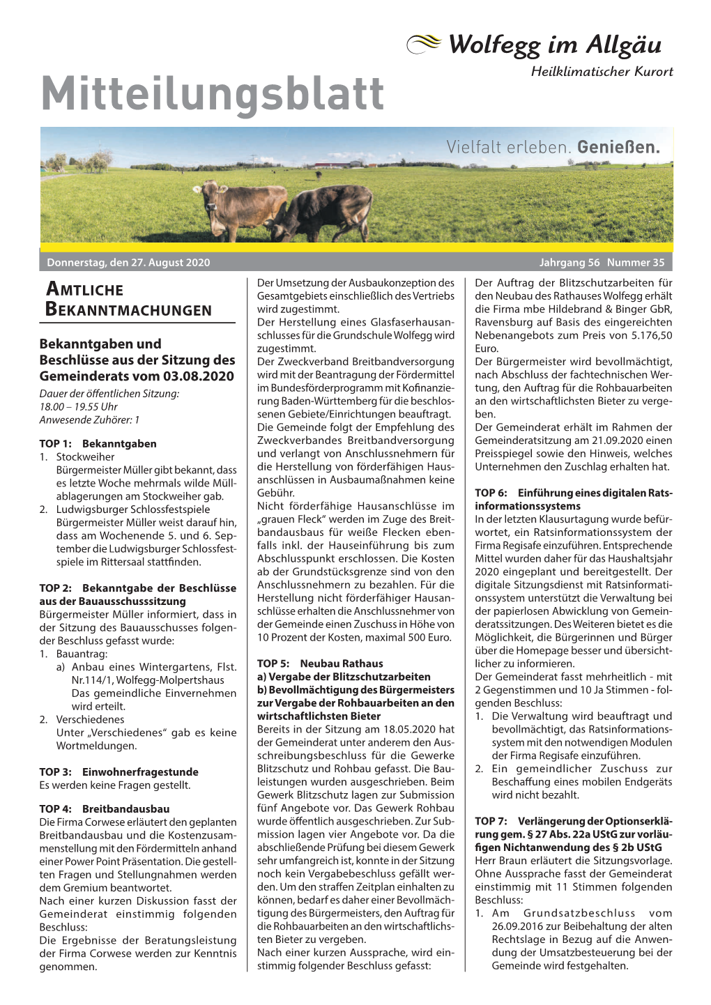 Mitteilungsblatt KW35/2020