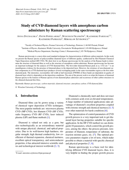 Study of CVD Diamond Layers with Amorphous Carbon Admixture by Raman Scattering Spectroscopy