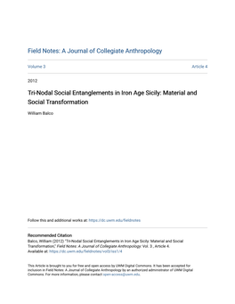 Tri-Nodal Social Entanglements in Iron Age Sicily: Material and Social Transformation