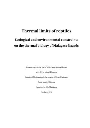 Thermal Limits of Reptiles