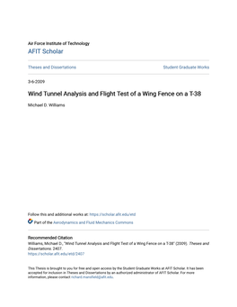 Wind Tunnel Analysis and Flight Test of a Wing Fence on a T-38