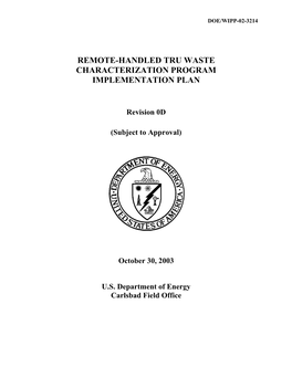 DOE's Remote-Handled TRU Waste Characterization Program