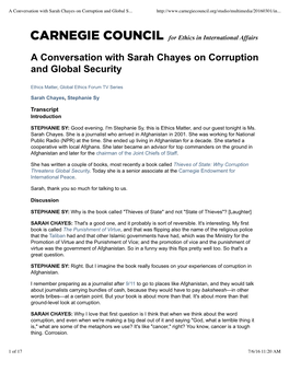 A Conversation with Sarah Chayes on Corruption and Global Security