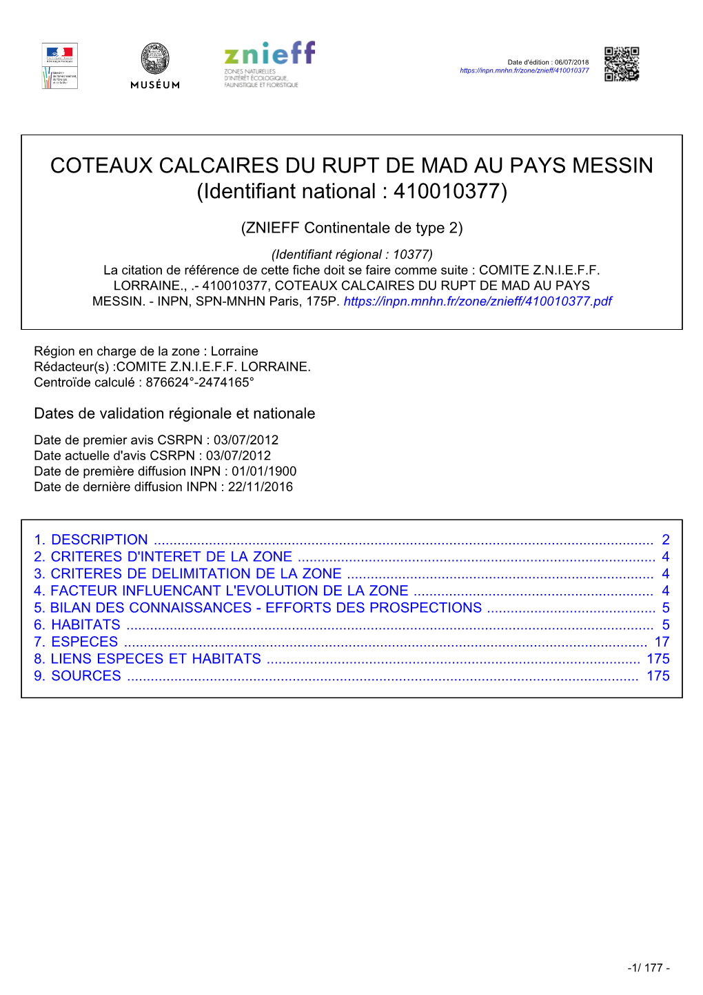 COTEAUX CALCAIRES DU RUPT DE MAD AU PAYS MESSIN (Identifiant National : 410010377)