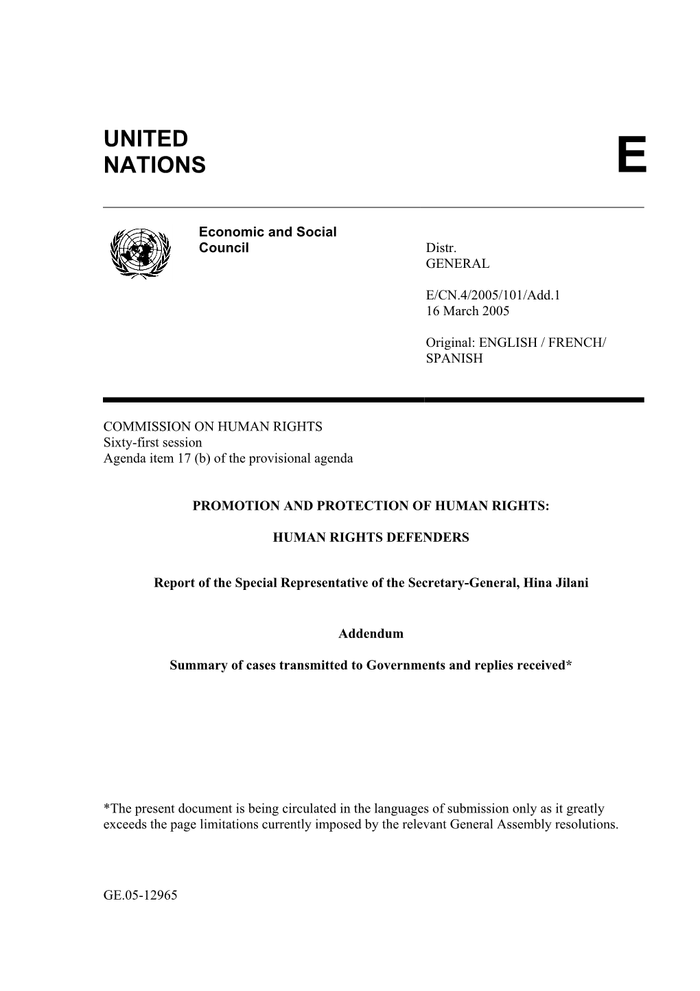 United Nations E