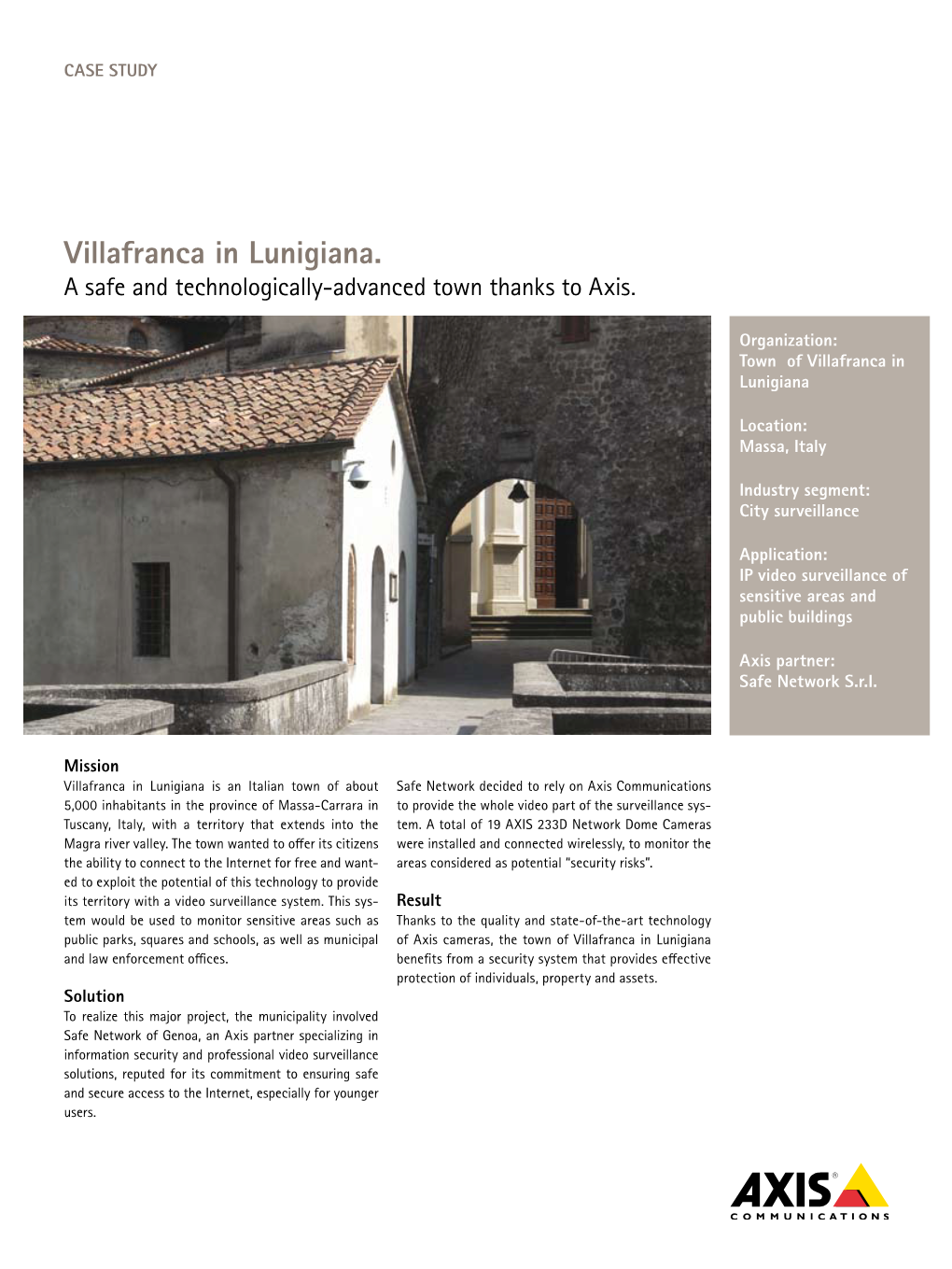 Villafranca in Lunigiana. a Safe and Technologically-Advanced Town Thanks to Axis