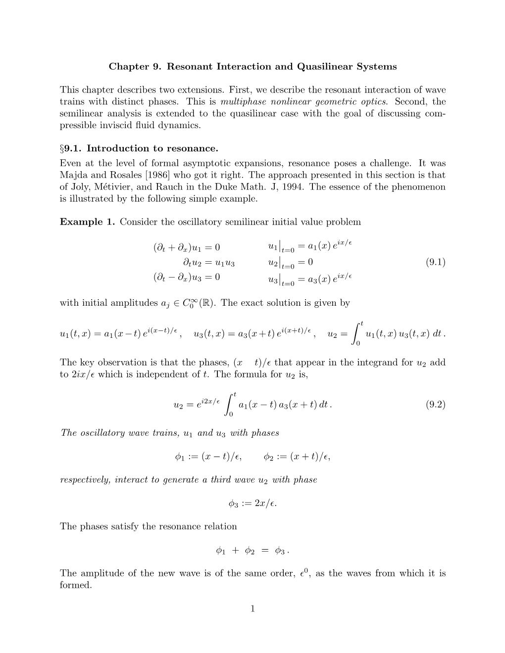 Chapter 9. Resonant Interaction and Quasilinear Systems This