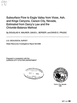 Subsurface Flow to Eagle Valley from Vicee, Ash, and Kings Canyons, Carson City, Nevada, Estimated from Darcy's Law and the Chloride-Balance Method