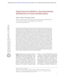 Fluoroquinolone Mechanisms of Action and Resistance