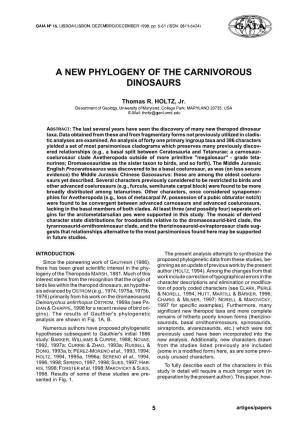 A New Phylogeny of the Carnivorous Dinosaurs