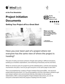 Project Initiation Documents, the Information Contained in Those Documents Is Often Quite Similar, Despite Variations in the Terms Used