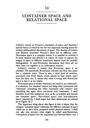 Container Space and Relational Space