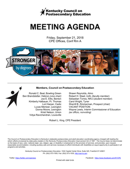 Agenda: Sept. 21, 2018 CPE Meeting