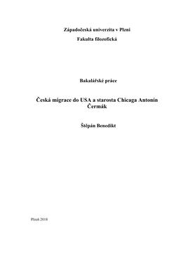 Česká Migrace Do USA a Starosta Chicaga Antonín Čermák
