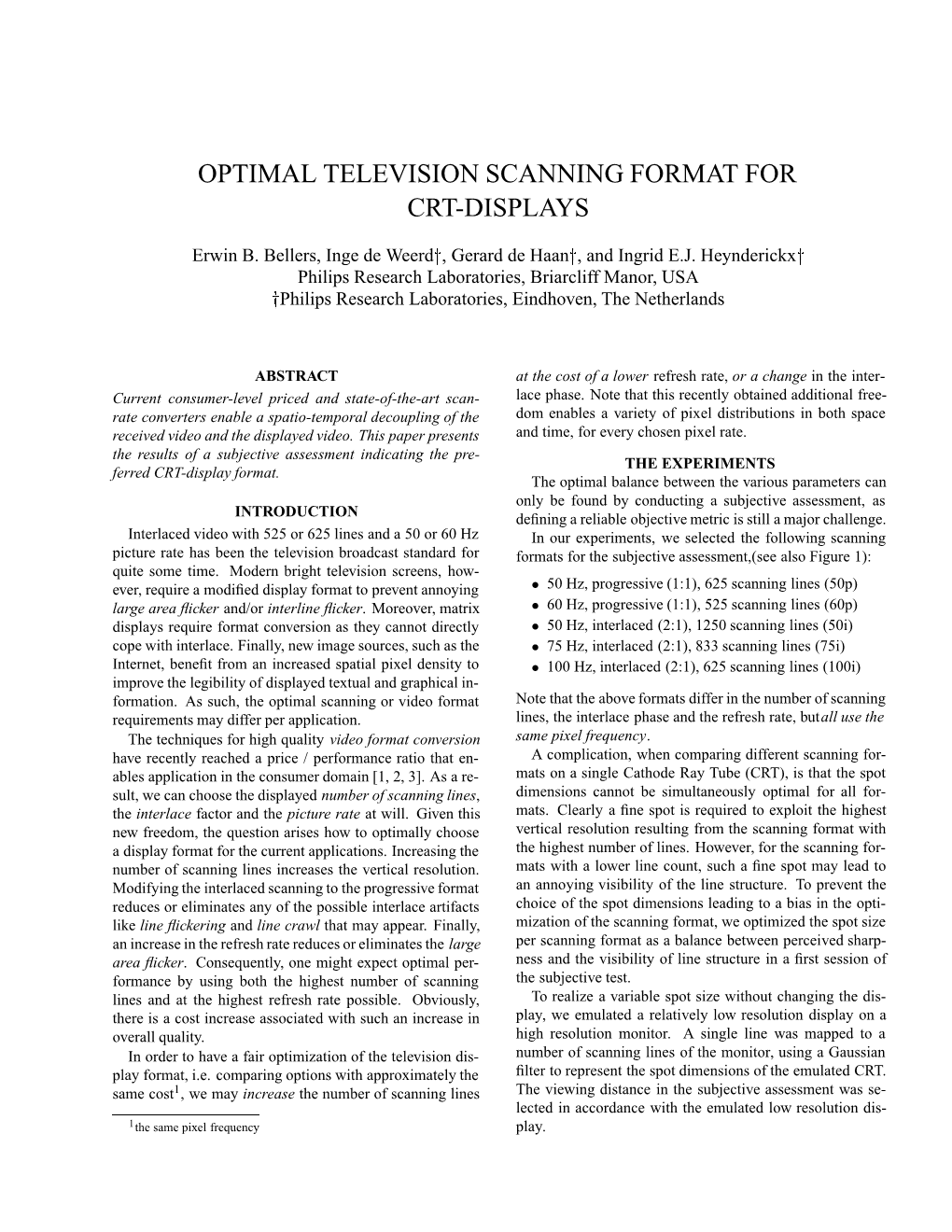 Optimal Television Scanning Format for Crt-Displays