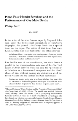 Schubert and the Performance of Gay Male Desire Philip Brett