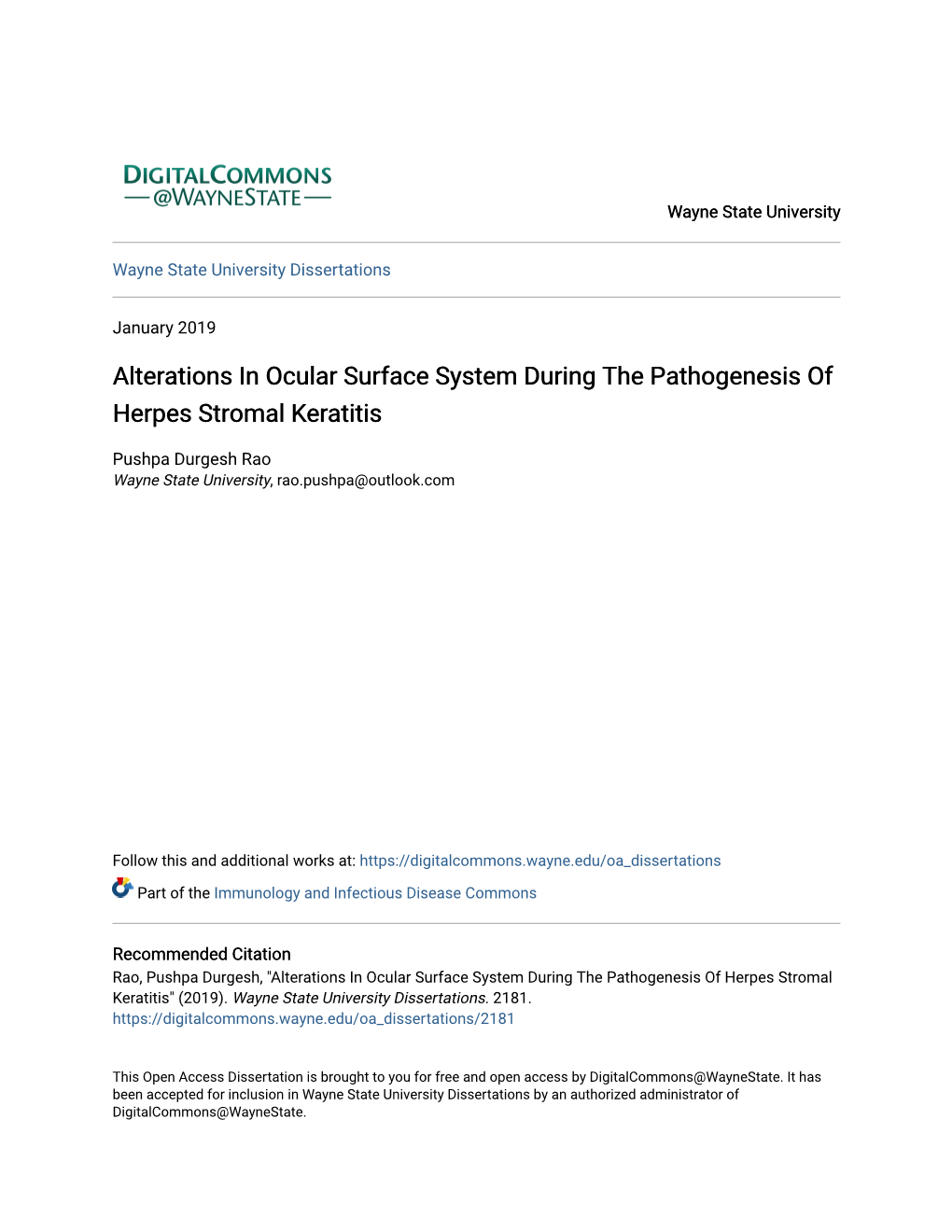 Alterations in Ocular Surface System During the Pathogenesis of Herpes Stromal Keratitis