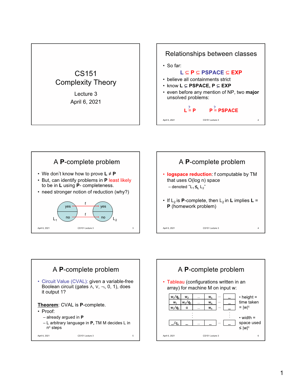 CS151 Complexity Theory