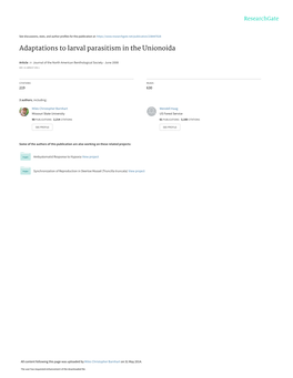 Adaptations to Larval Parasitism in the Unionoida