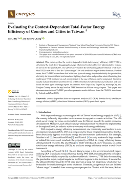 Evaluating the Context-Dependent Total-Factor Energy Efﬁciency of Counties and Cities in Taiwan †