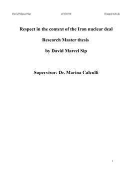 Respect in the Context of the Iran Nuclear Deal Research Master