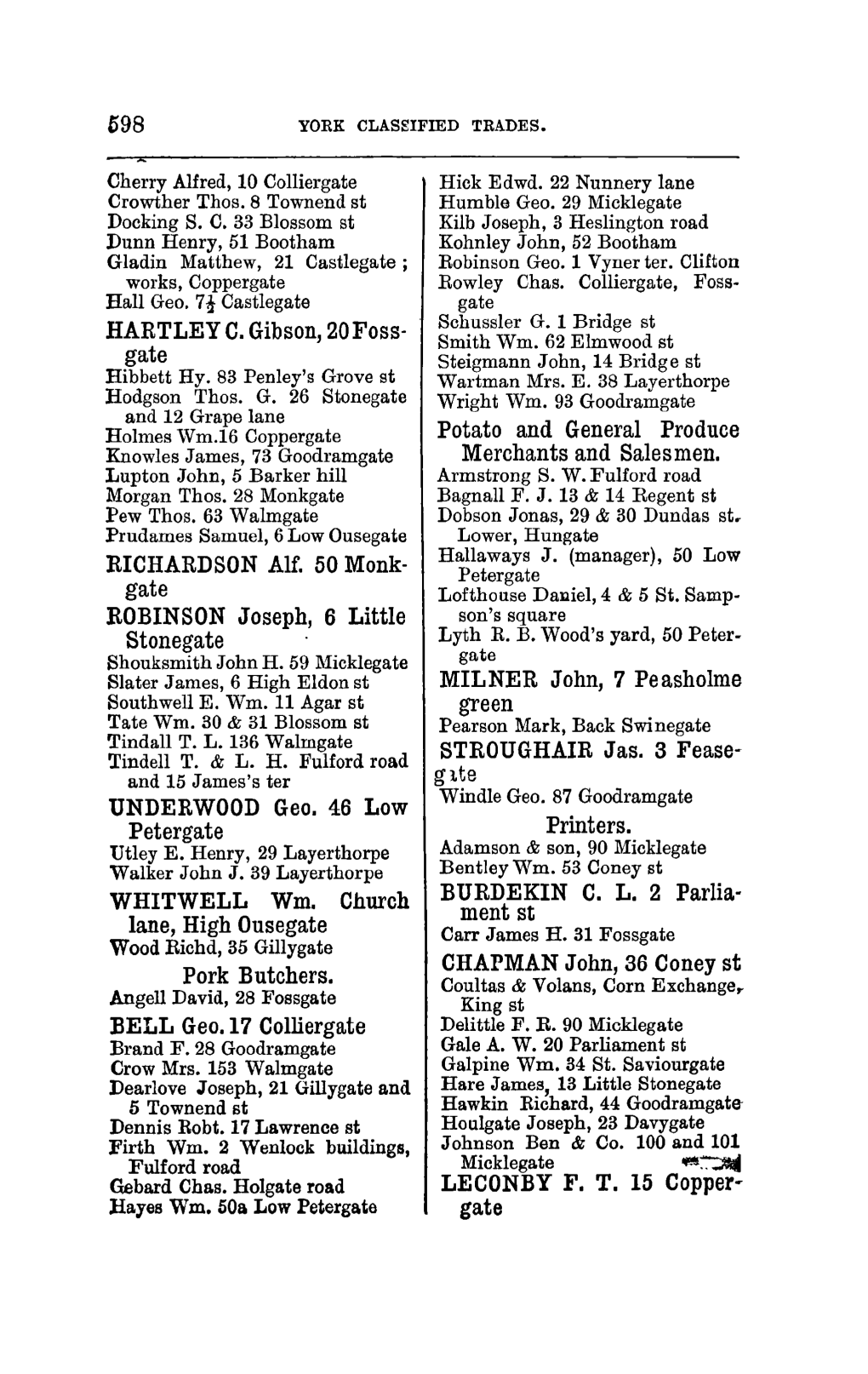 HARTLEY C. Gibson, 20Foss- Gate RICHARDSON Air. 50 Monk