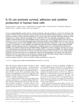 IL-33 Can Promote Survival, Adhesion and Cytokine Production in Human