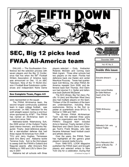 SEC, Big 12 Picks Lead FWAA All-America Team