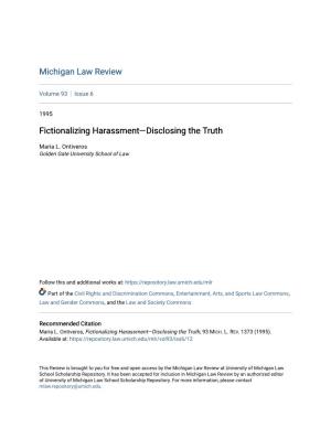 Fictionalizing Harassment—Disclosing the Truth