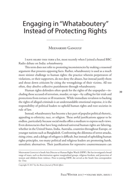 Whataboutery” Instead of Protecting Rights
