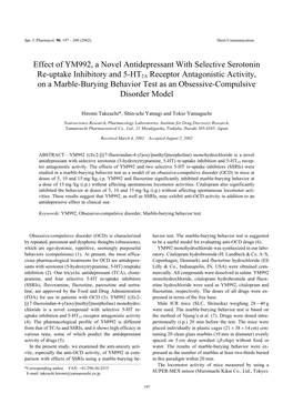 Effect of YM992, a Novel Antidepressant With