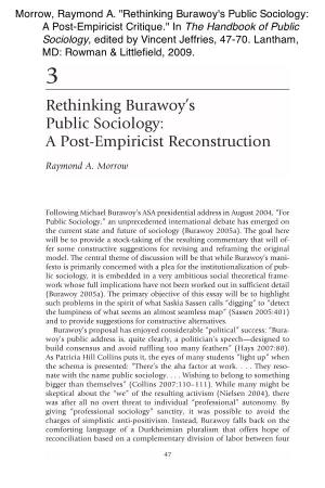 Rethinking Burawoy's Public Sociology: a Post-Empiricist Critique." in the Handbook of Public Sociology, Edited by Vincent Jeffries, 47-70