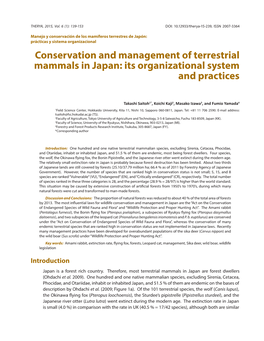 Conservation and Management of Terrestrial Mammals in Japan: Its Organizational System and Practices