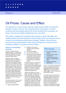 Oil Prices: Cause and Effect 1