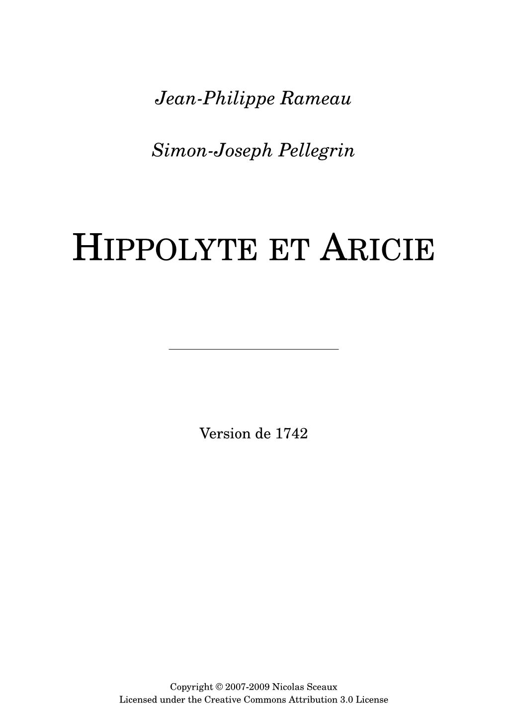 Hippolyte Et Aricie