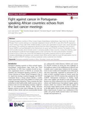 Fight Against Cancer in Portuguese-Speaking African Countries: Echoes from the Last Cancer Meetings