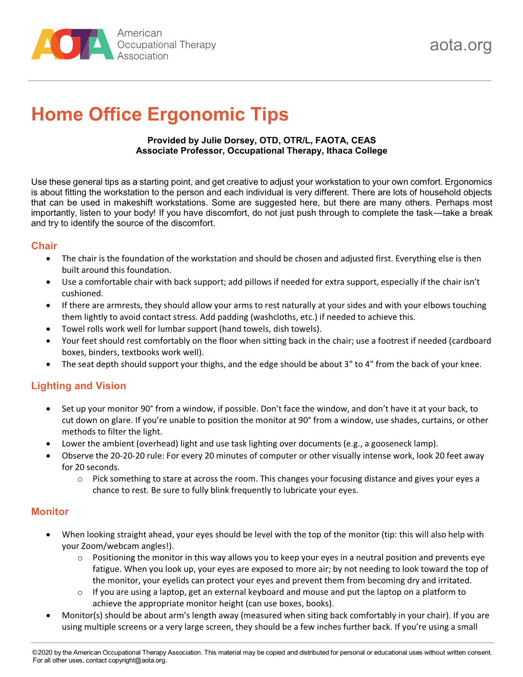 Home Office Ergonomic Tips