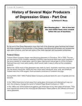 History of Several Major Producers of Depression Glass
