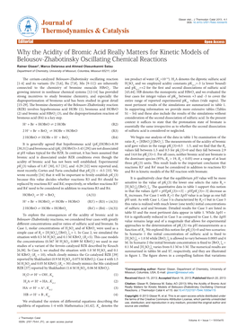 Why the Acidity of Bromic Acid Really Matters for Kinetic Models Of