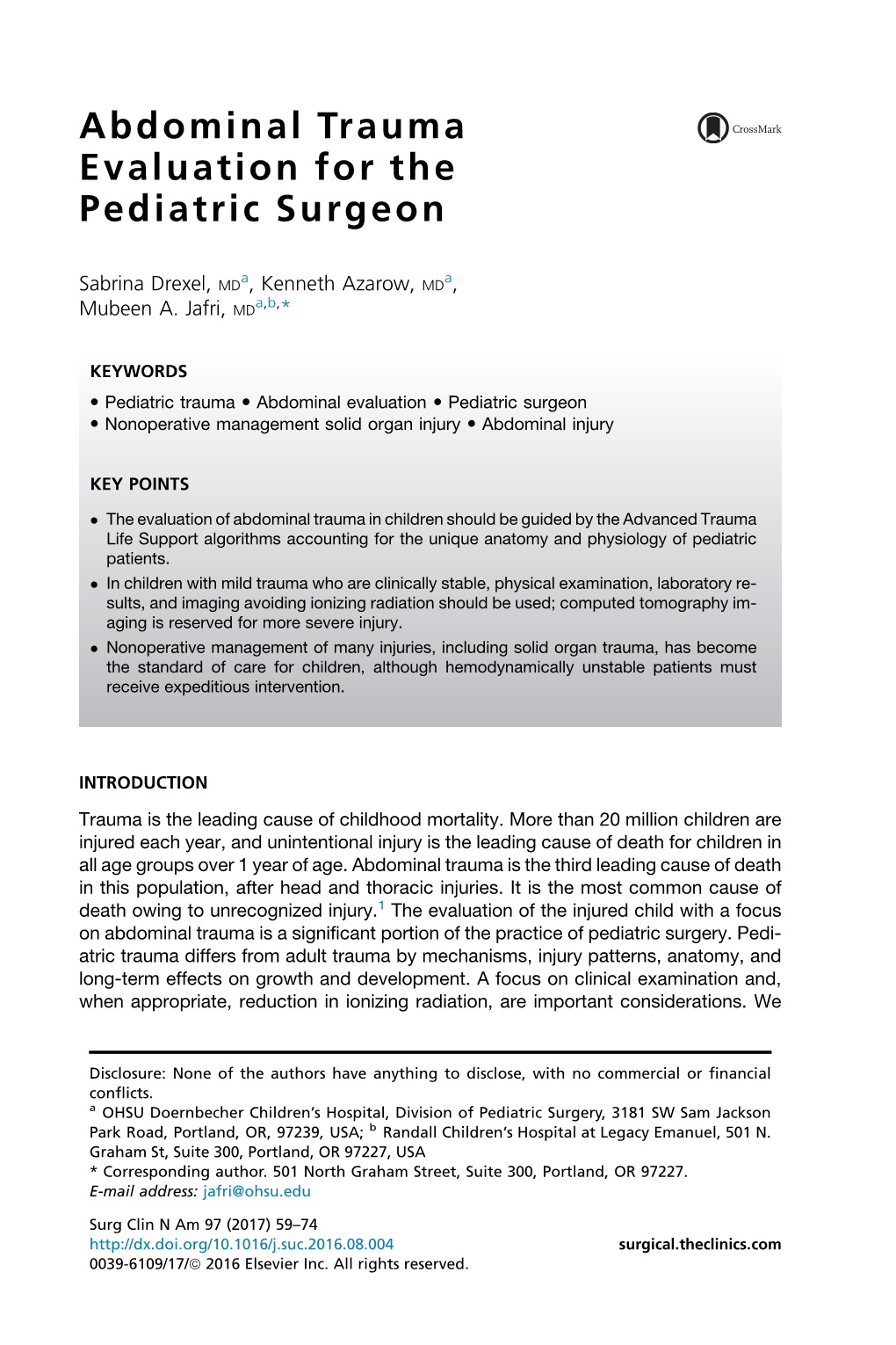 Abdominal Trauma Evaluation for the Pediatric Surgeon