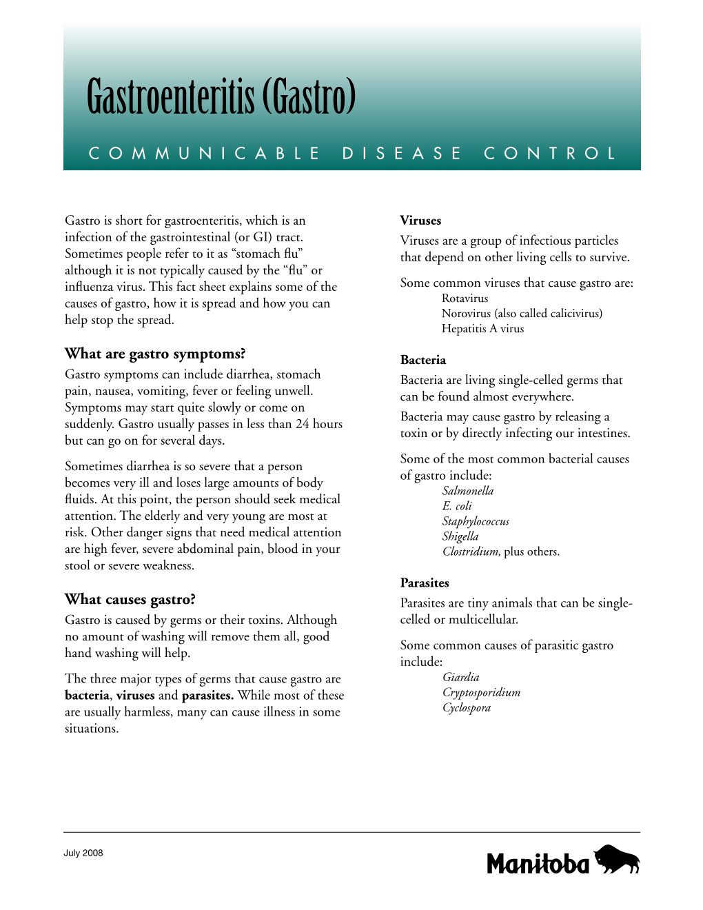 Gastroenteritis (Gastro)