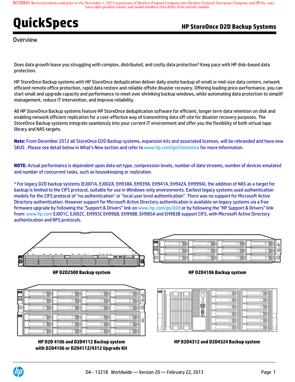 HP Storeonce D2D Backup Systems