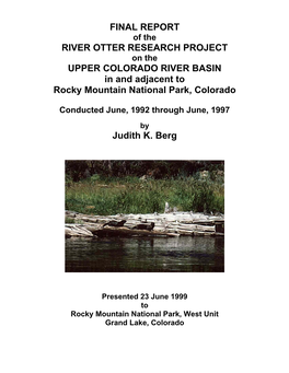 Final Report of River Otter Research on the Upper Colorado River Basin