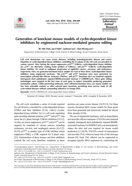 Generation of Knockout Mouse Models of Cyclin-Dependent Kinase Inhibitors by Engineered Nuclease-Mediated Genome Editing