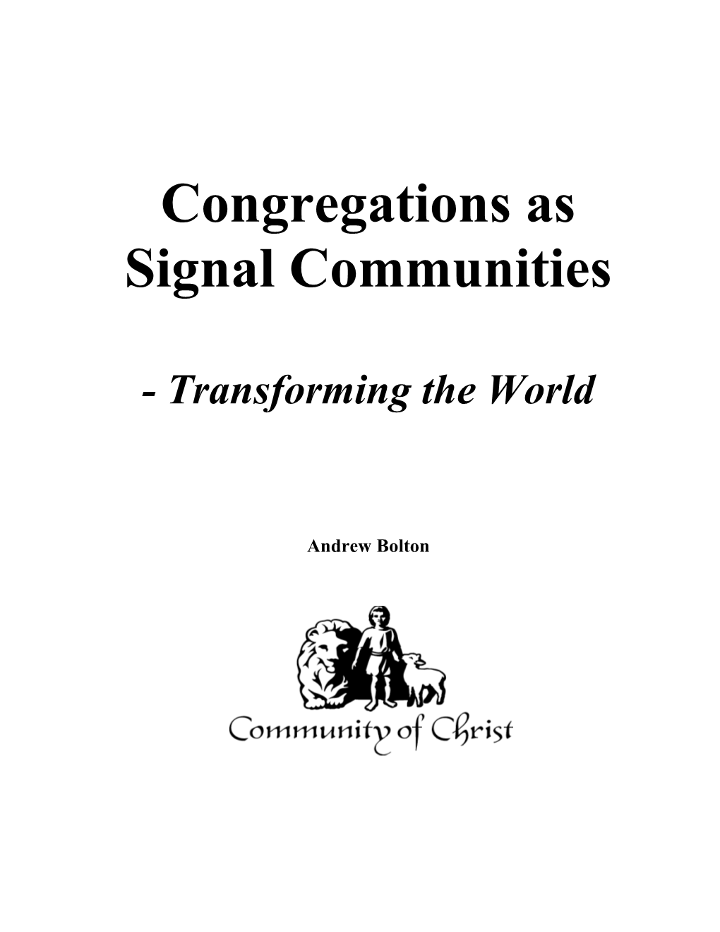 Congregations As Signal Communities