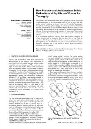 How Platonic and Archimedean Solids Define Natural Equilibria of Forces for Tensegrity